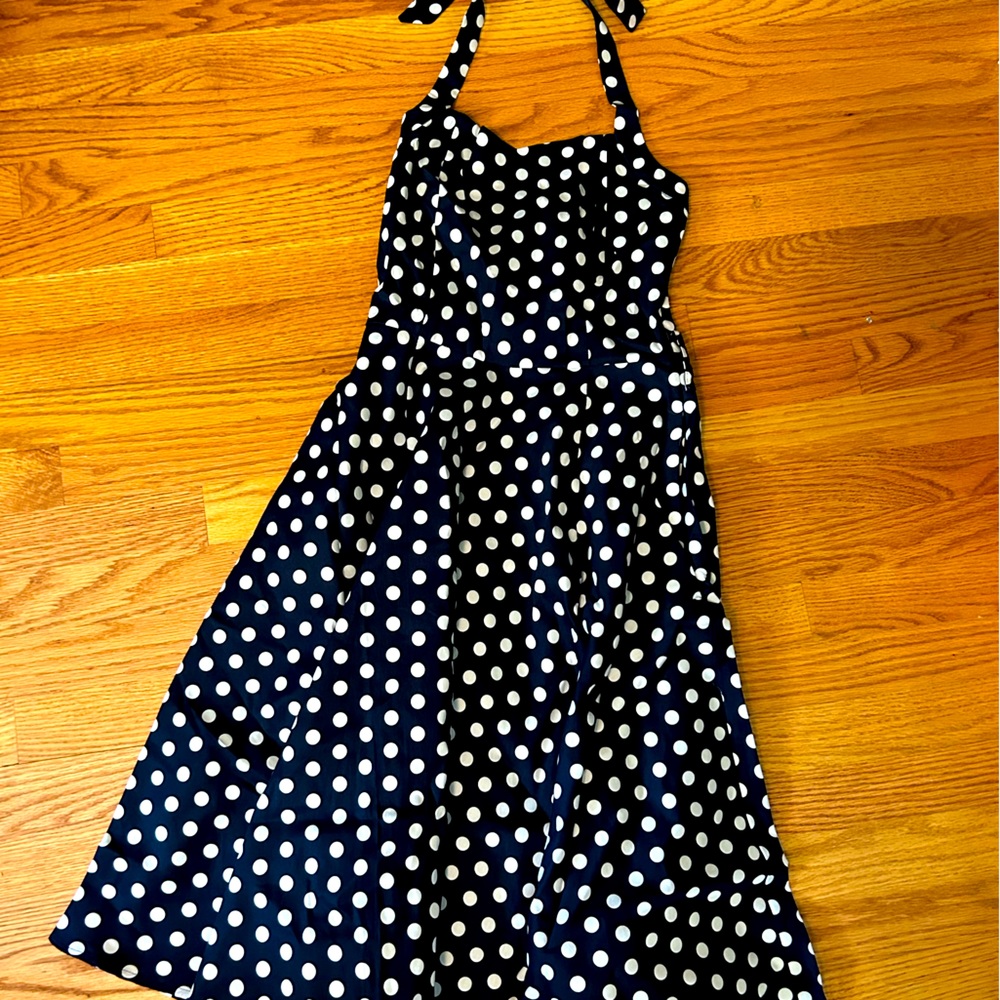 Brand New Navy Polka Dot Retro Dress